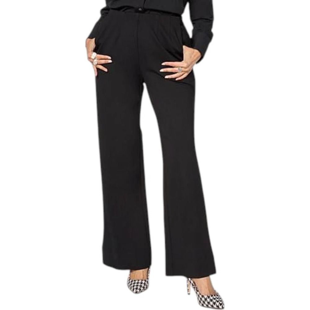 WynneCollection Women's Dart Detail Straight-Leg Pant Black - Regular